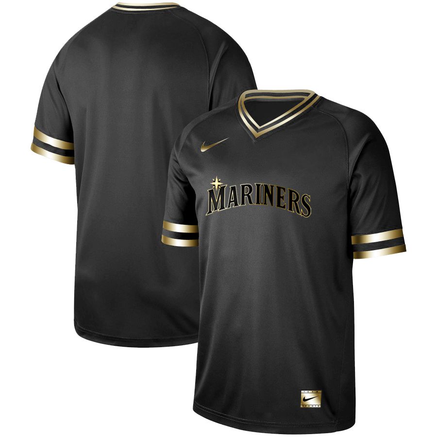 Men Seattle Mariners Blank Nike Black Gold MLB Jerseys
